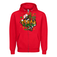 Red texas christmas Zipper Hoodie - AdoDesignShop