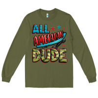 Army Green all american dude Long Sleeve Tee - Zillion Design Studio