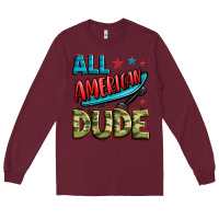 Burgundy all american dude Long Sleeve Tee - Zillion Design Studio
