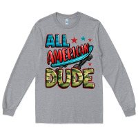 Heather Grey all american dude Long Sleeve Tee - Zillion Design Studio