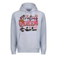 Heather Grey crafting queen Premium Hoodie - NancyCooperArtShop