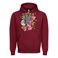 Burgundy pink christmas lightning bolt Zipper Hoodie - AdoDesignShop