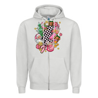 Dove Grey pink christmas lightning bolt Zipper Hoodie - AdoDesignShop