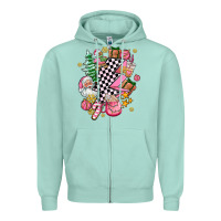 Seafoam pink christmas lightning bolt Zipper Hoodie - AdoDesignShop