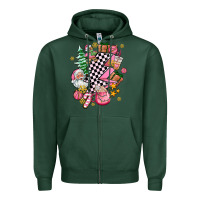 Sports Green pink christmas lightning bolt Zipper Hoodie - AdoDesignShop
