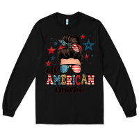 Black all american mama messy bun Long Sleeve Tee - Zillion Design Studio