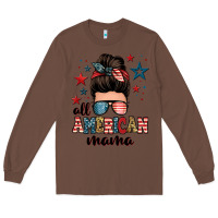 Chestnut all american mama messy bun Long Sleeve Tee - Zillion Design Studio
