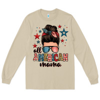 Mushroom all american mama messy bun Long Sleeve Tee - Zillion Design Studio