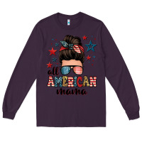 Plum all american mama messy bun Long Sleeve Tee - Zillion Design Studio