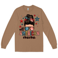 Toasted Coconut all american mama messy bun Long Sleeve Tee - Zillion Design Studio
