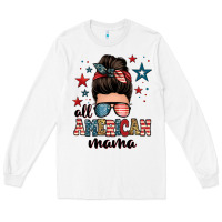 White all american mama messy bun Long Sleeve Tee - Zillion Design Studio