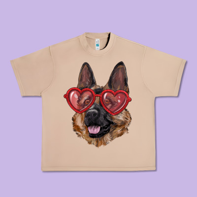 Urban Heavy Tee german shepherd with love glasses