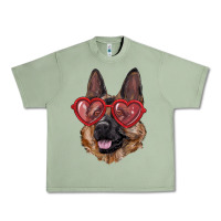 Oil Green german shepherd with love glasses Urban Heavy Tee - RanaPortraitStore