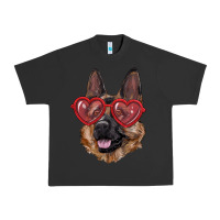 Pigment Black german shepherd with love glasses Urban Heavy Tee - RanaPortraitStore