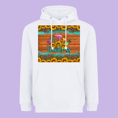 Hairboss 200z Skinny Sunflowers Leopard Hairdresser Heavyweight Hoodie Designed By Artiststas