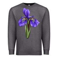 Charcoal Heather Iris Flower Illustrations Premium Sweatshirt - LillyAllenDesigns