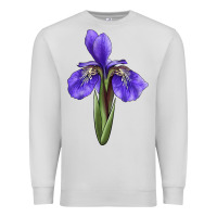 Dove Grey Iris Flower Illustrations Premium Sweatshirt - LillyAllenDesigns