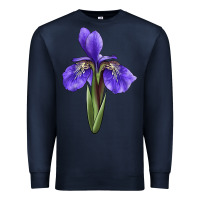 Navy Iris Flower Illustrations Premium Sweatshirt - LillyAllenDesigns