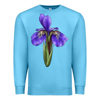 Ocean Blue Iris Flower Illustrations Premium Sweatshirt - LillyAllenDesigns