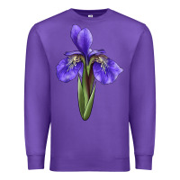 Purple Iris Flower Illustrations Premium Sweatshirt - LillyAllenDesigns