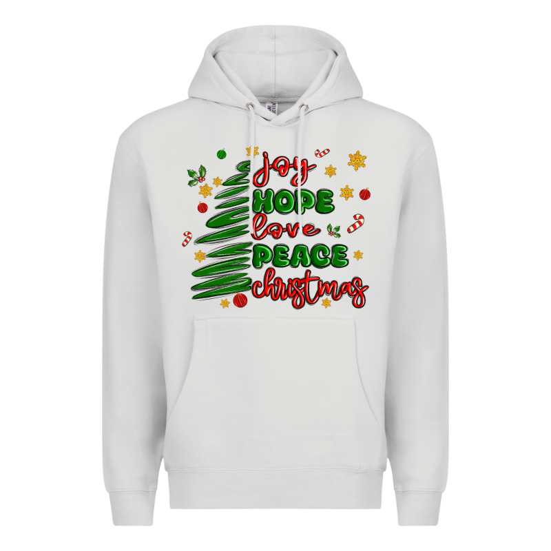 Joy Hope Love Peace Christmas Premium Hoodie by MaliasSmallBusiness | Teevron