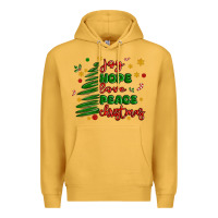 Mustard joy hope love peace christmas Premium Hoodie - MaliasSmallBusiness