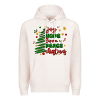 Pale Pink joy hope love peace christmas Premium Hoodie - MaliasSmallBusiness