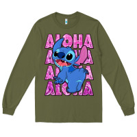 Army Green aloha stitch Long Sleeve Tee - Zillion Design Studio
