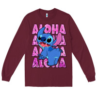 Burgundy aloha stitch Long Sleeve Tee - Zillion Design Studio