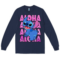 Navy aloha stitch Long Sleeve Tee - Zillion Design Studio