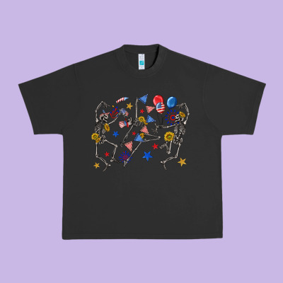 Urban Heavy Tee fourth of july dancing skeleton