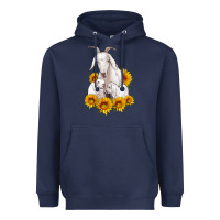 Navy goat family with sunflowers Heavyweight Hoodie - Artiststas