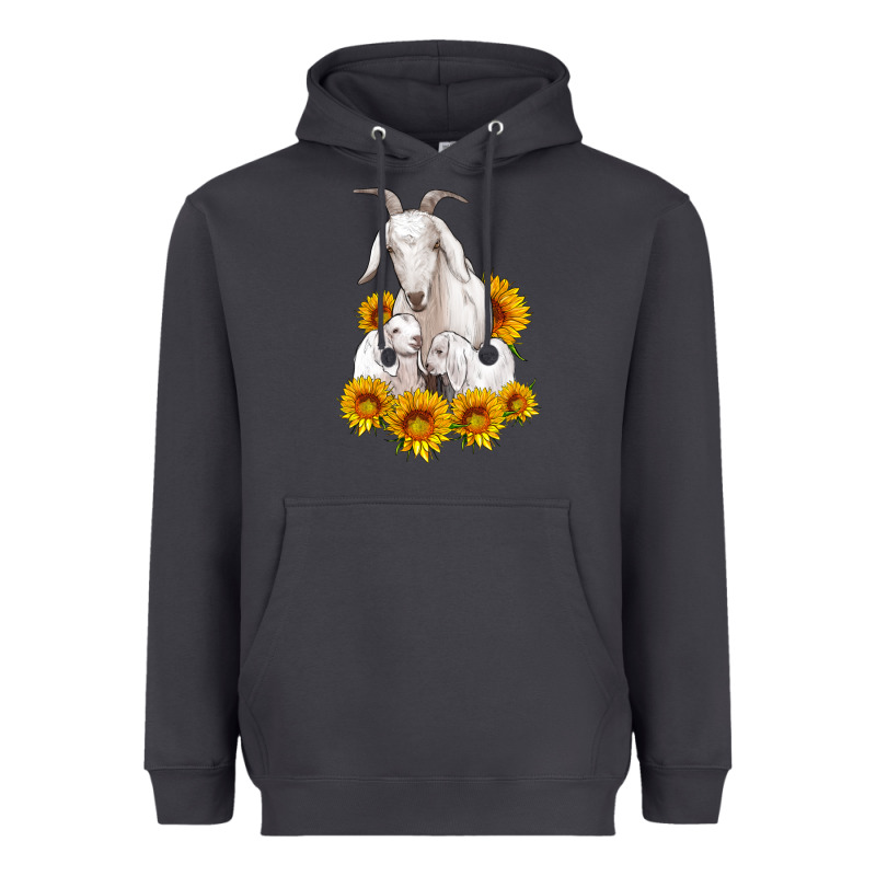 Goat Family With Sunflowers Heavyweight Hoodie by Artiststas | Teevron