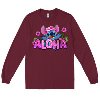 Burgundy aloha summer stitch Long Sleeve Tee - Zillion Design Studio
