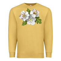 Antique Gold Hawthorn Flower Illustrations Premium Sweatshirt - LillyAllenDesigns