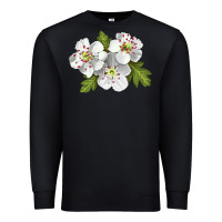 Black Hawthorn Flower Illustrations Premium Sweatshirt - LillyAllenDesigns
