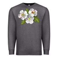Charcoal Heather Hawthorn Flower Illustrations Premium Sweatshirt - LillyAllenDesigns
