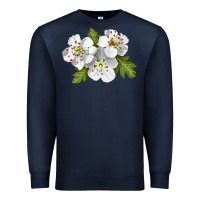 Navy Hawthorn Flower Illustrations Premium Sweatshirt - LillyAllenDesigns