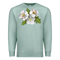 Seafoam Hawthorn Flower Illustrations Premium Sweatshirt - LillyAllenDesigns