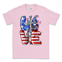 Bubblegum Pink Love 4th of July with gnomes 4th of july Classic Tee - CowGirlArtShop