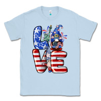 Dusty Blue Love 4th of July with gnomes 4th of july Classic Tee - CowGirlArtShop