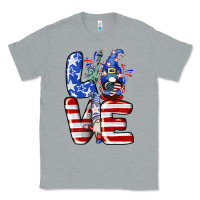 Heather Grey Love 4th of July with gnomes 4th of july Classic Tee - CowGirlArtShop