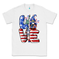 White Love 4th of July with gnomes 4th of july Classic Tee - CowGirlArtShop