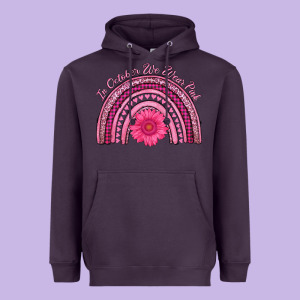 In October We Wear Pink Rainbow Heavyweight Hoodie Designed By Adodesignshop