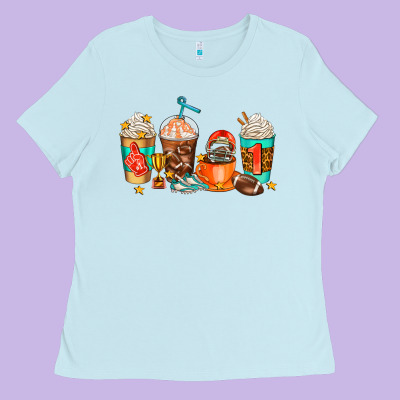 American Football Coffee Cups Ladies Tee Designed By Adodesignshop