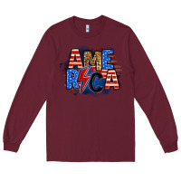 Burgundy america lightning bolt Long Sleeve Tee - Zillion Design Studio