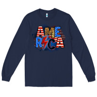 Navy america lightning bolt Long Sleeve Tee - Zillion Design Studio