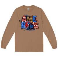 Toasted Coconut america lightning bolt Long Sleeve Tee - Zillion Design Studio
