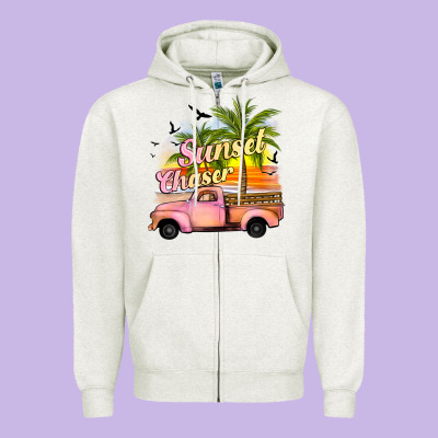 Sunset Chaser Zipper Hoodie Designed By Jahusdesignshop