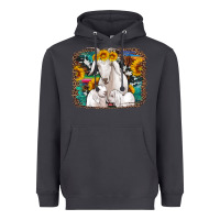 Smoke goat family with sunflowers western serape turquoise background Heavyweight Hoodie - Artiststas